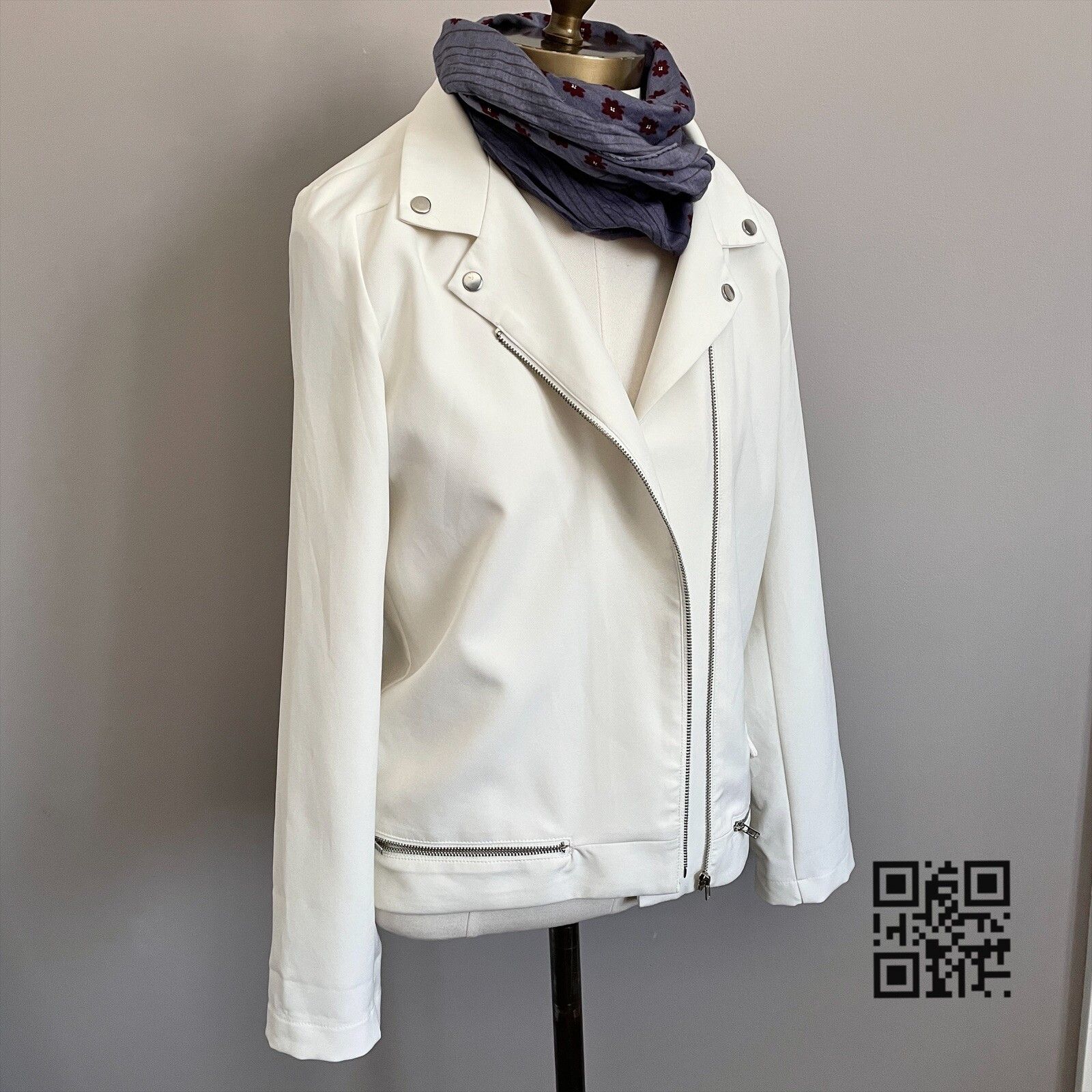 Other Harlowe & Graham Ivory White Biker Style Light Jacket - S Size S / US 4 / IT 40 - 1 Thumbnail