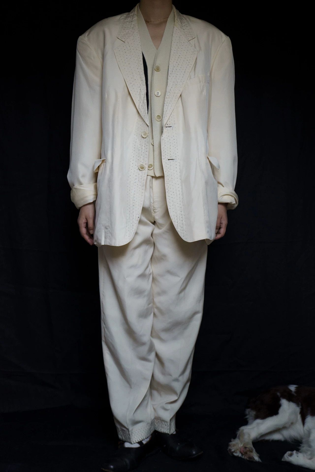 Yohji Yamamoto Yohji Yamamoto 1995ss Bukowski Sashiko Silk Suit (M-L) Size US M / EU 48-50 / 2 - 7 Thumbnail