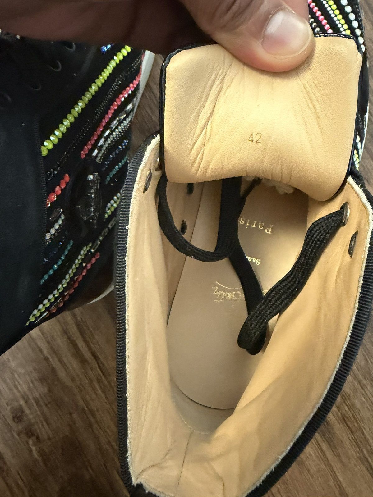 Christian Louboutin Black multicolor strass hightop sneakers