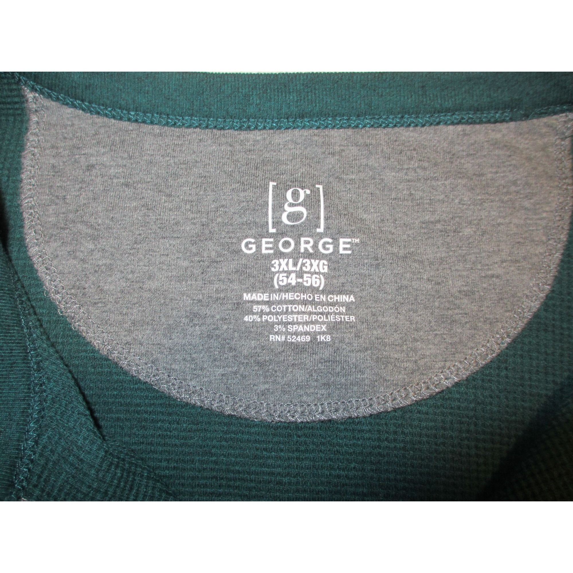 George George Mens 3XL Green Henley Waffle Knit Long-Sleeve Shirt Size US XXL / EU 58 / 5 - 4 Thumbnail