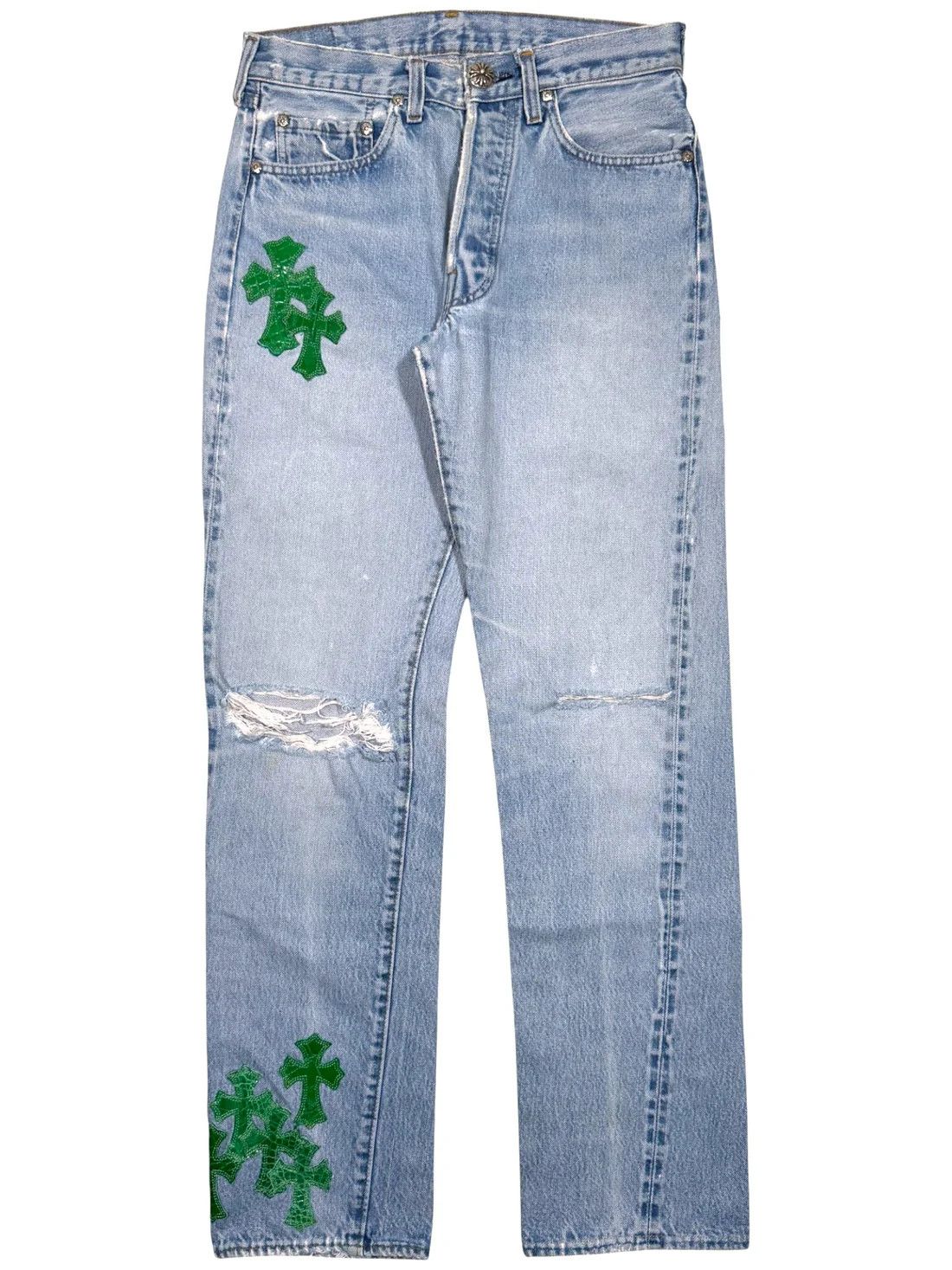 Chrome Hearts Green Alligator Cross Patch Levis 501 Jeans Size 29" - 2 Thumbnail