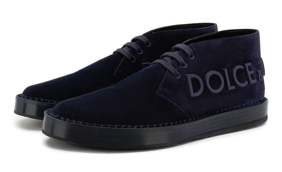 image of Dolce Gabbana Leather Boots In Navy, Men's (Size 8)