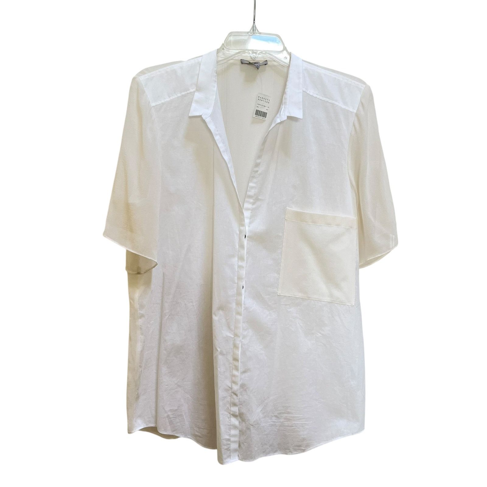 Helmut Lang Helmut Helmut Lang White Cotton Silk Combo Blouse Size L / US 10 / IT 46 - 1 Thumbnail