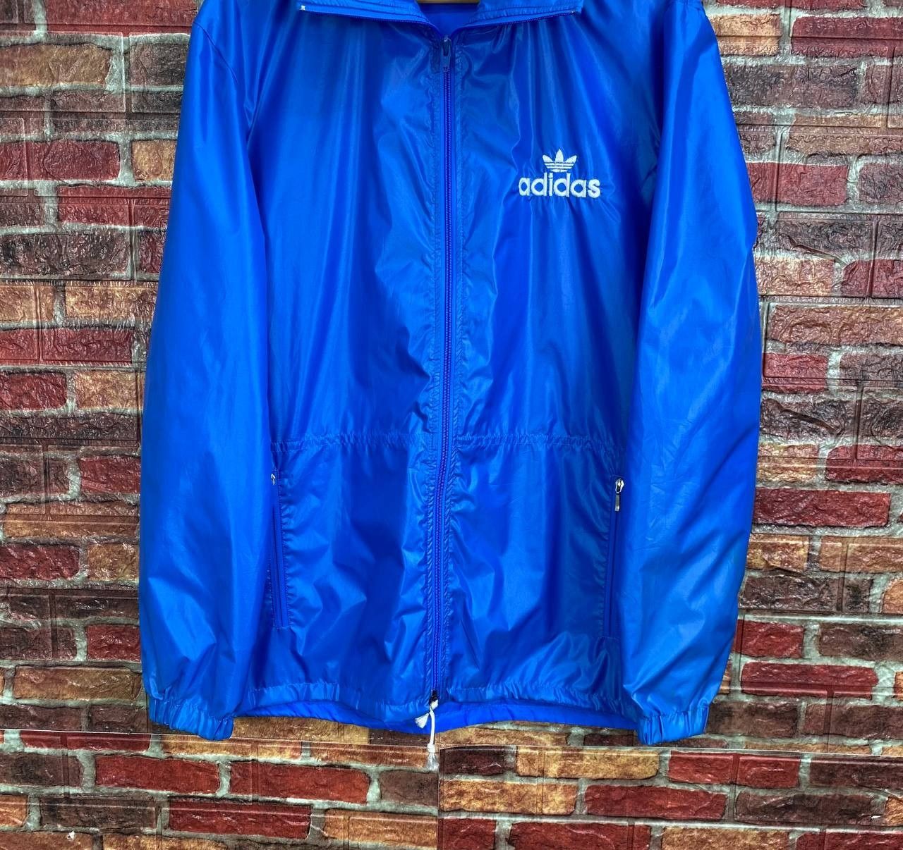 Adidas VINTAGE ADIDAS JAPAN NYLON BLUE STRIPED COLLAR HIDDEN HOOD Size US L / EU 52-54 / 3 - 6 Thumbnail