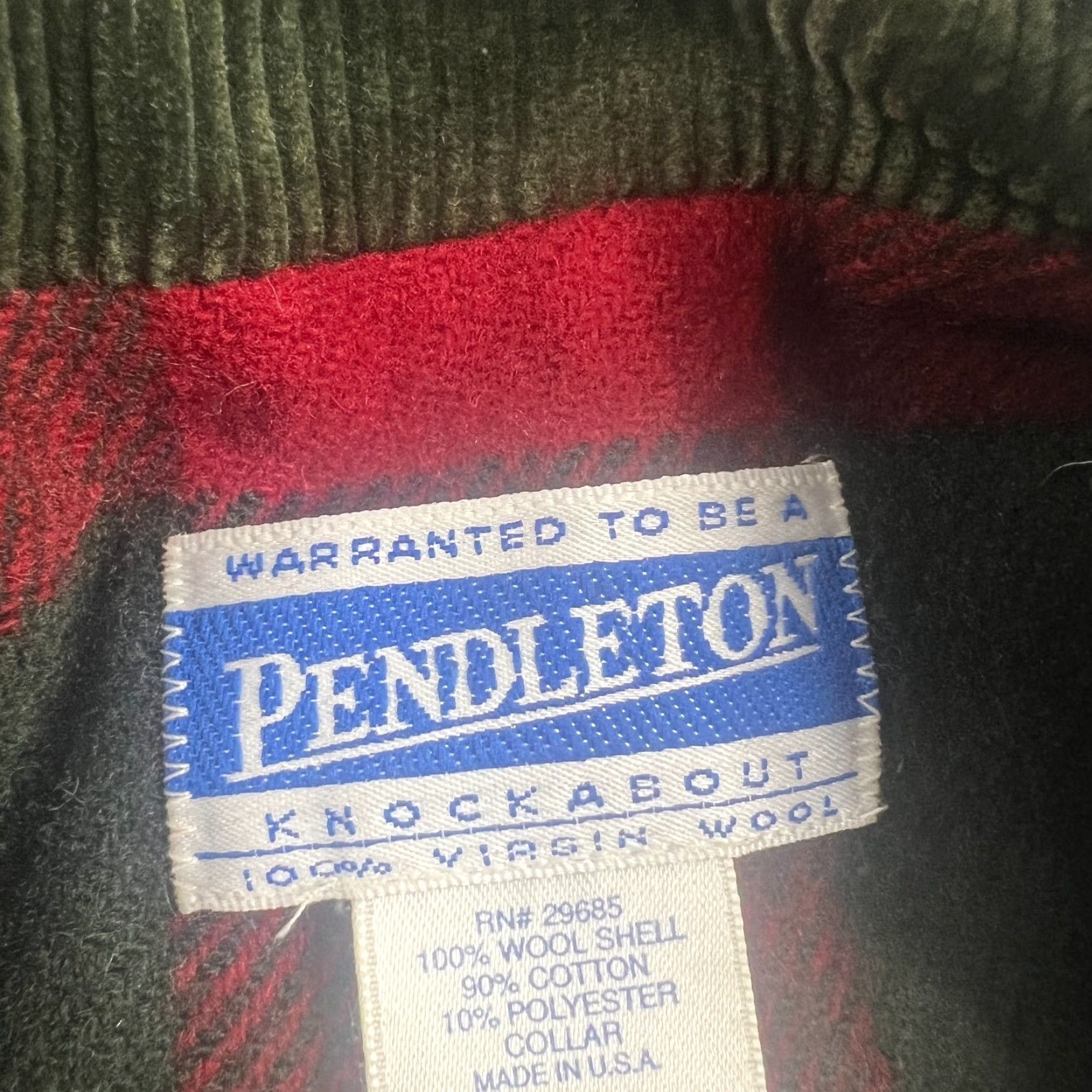 Pendleton VINTAGE Pendleton Knockabout Jacket L Red Green Plaid Wool Zip Up Corduroy Collar Size US L / EU 52-54 / 3 - 4 Thumbnail