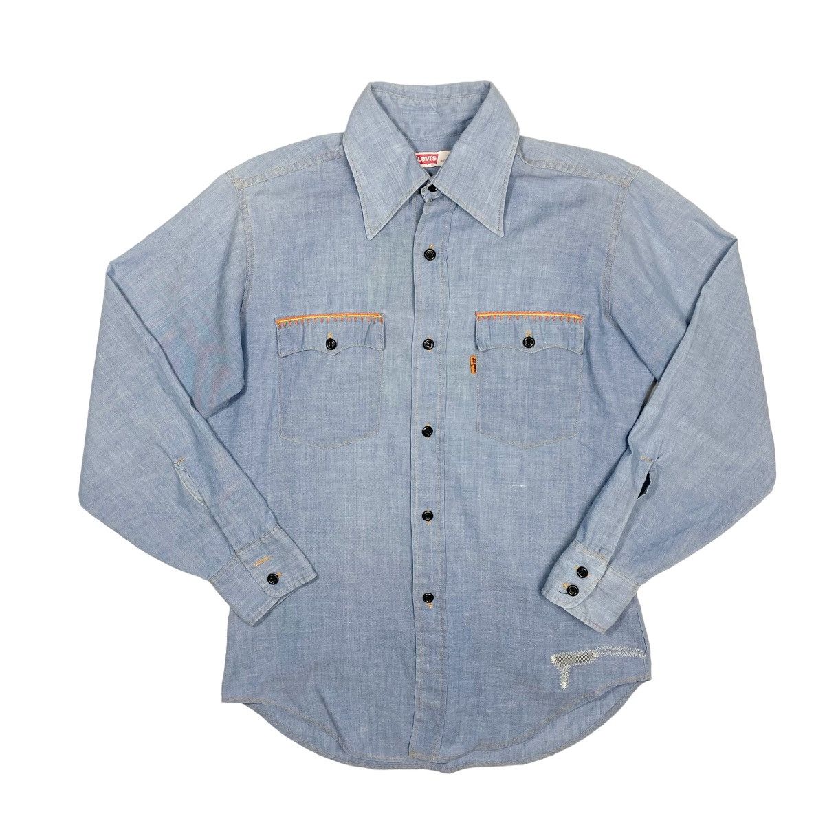 image of Levis 1970S Levi's Chambray Embroidery Shirt - Medium in Blue, Men's
