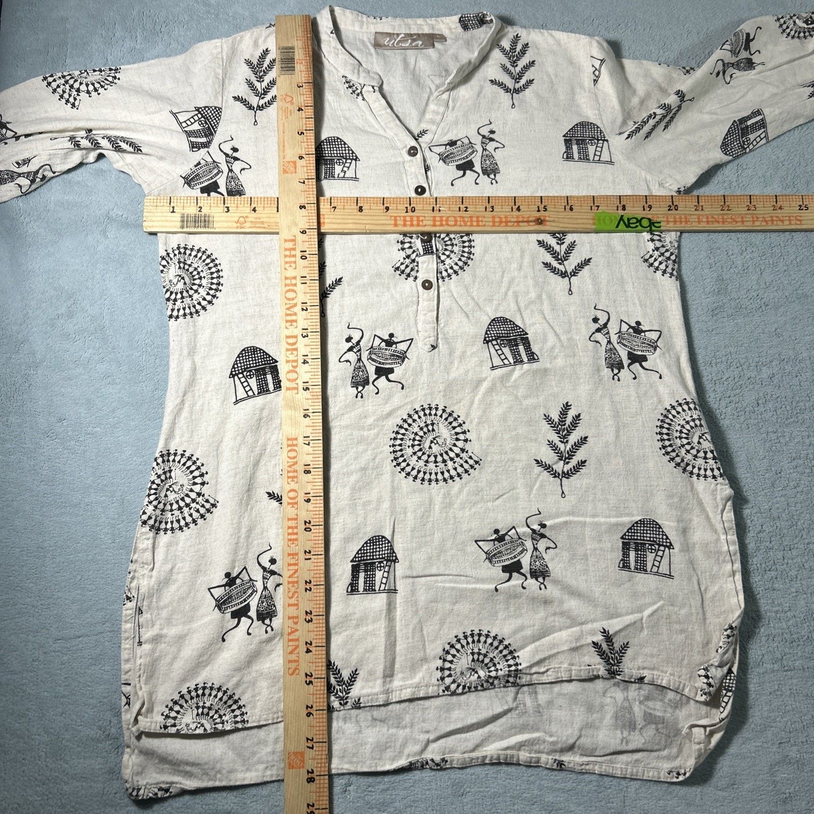 Fabiana Filippi VTG Linen Blend Aztec Native Tunic Large Caveman Wall Art Size L / US 10 / IT 46 - 9 Thumbnail