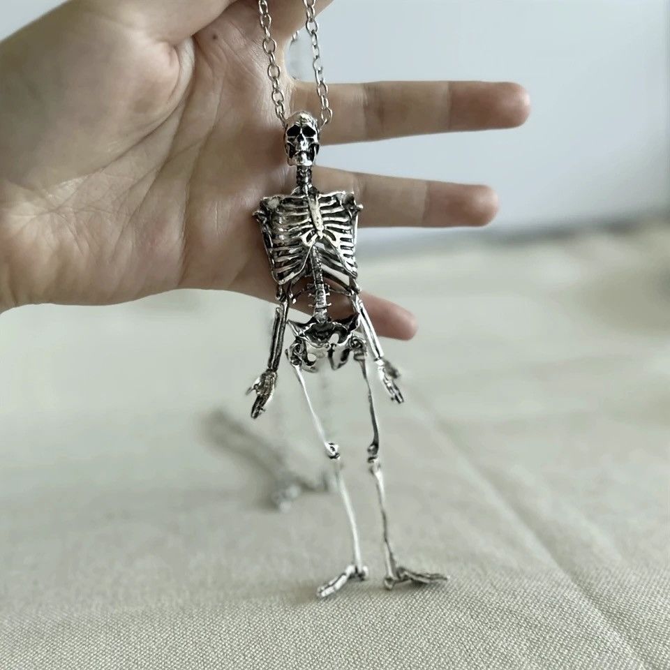 Vintage Vintage Goth Skull Skeleton Necklace Size ONE SIZE - 2 Thumbnail