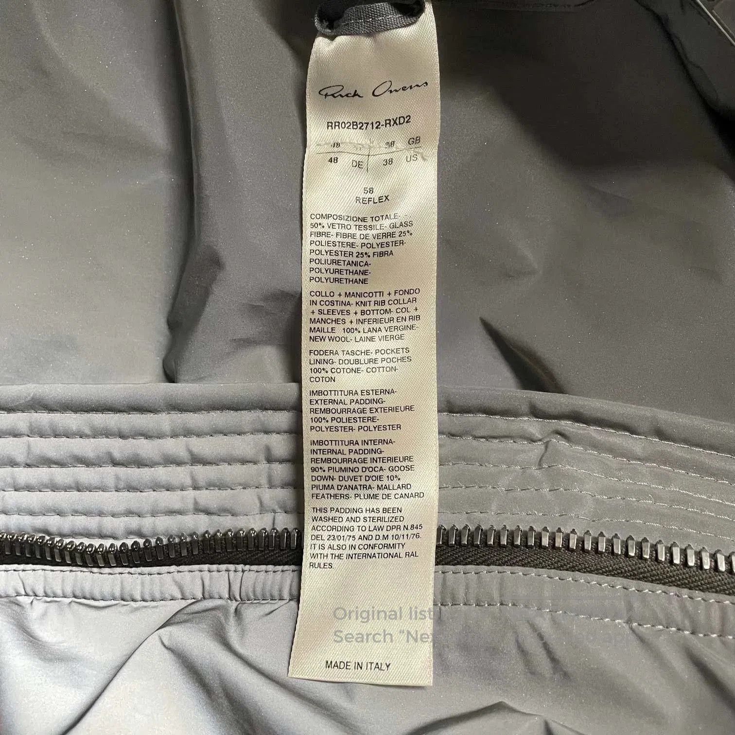 Rick Owens Gray Quilted Bomber Jacket. Size US M / EU 48-50 / 2 - 6 Thumbnail