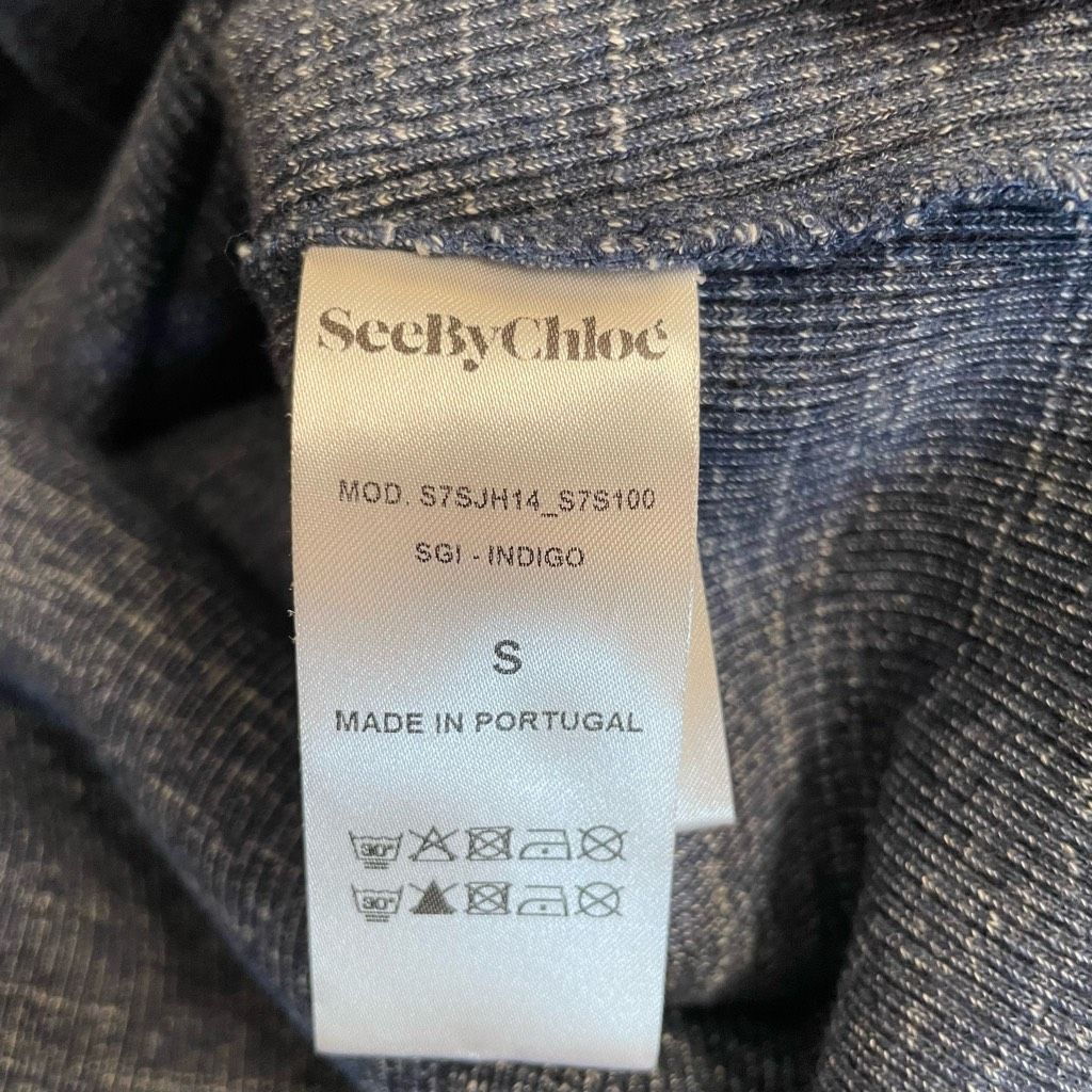 See by Chloe See By Chloe Womens Cotton Blouse S Blue Marled Eyelet Bell Size S / US 4 / IT 40 - 9 Thumbnail