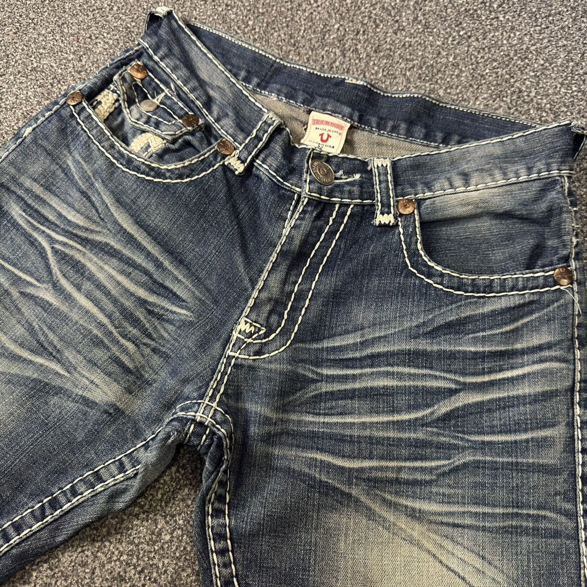 Hysteric Glamour Vintage Y2K True Religion Joey Whisker Distressed Denim Size US 32 / EU 48 - 3 Thumbnail