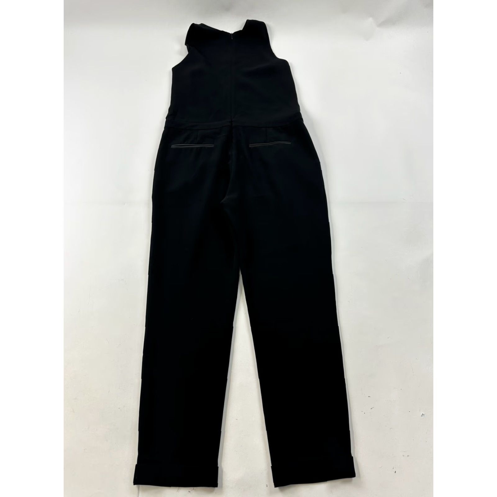 Bones Rag And Bone Jumpsuit Women’s 10 Leather Detail Sleeveless High Neck Key Hole Front Pockets Black Solid Dress/One-Piece Casual Workwear Party/Cocktail Size 32" / US 10 / IT 46 - 3 Thumbnail