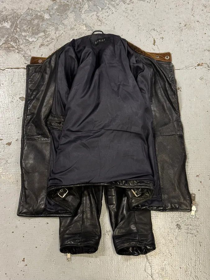 Gucci 2000s Gucci Brown Asymmetrical Zip Biker Leather Jacket Size US M / EU 48-50 / 2 - 7 Thumbnail