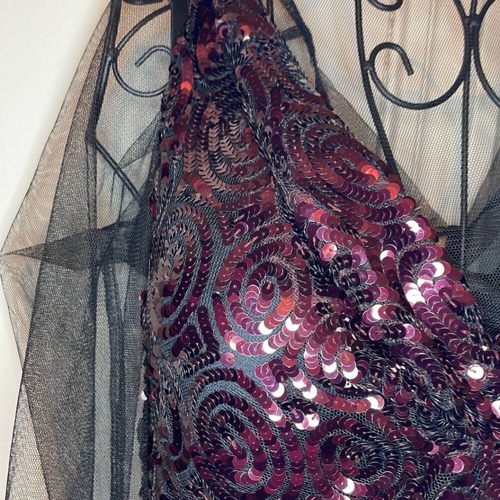 Dries Van Noten Dries Van Noten Carti net mesh purple sequins layered top Size S / US 4 / IT 40 - 4 Thumbnail