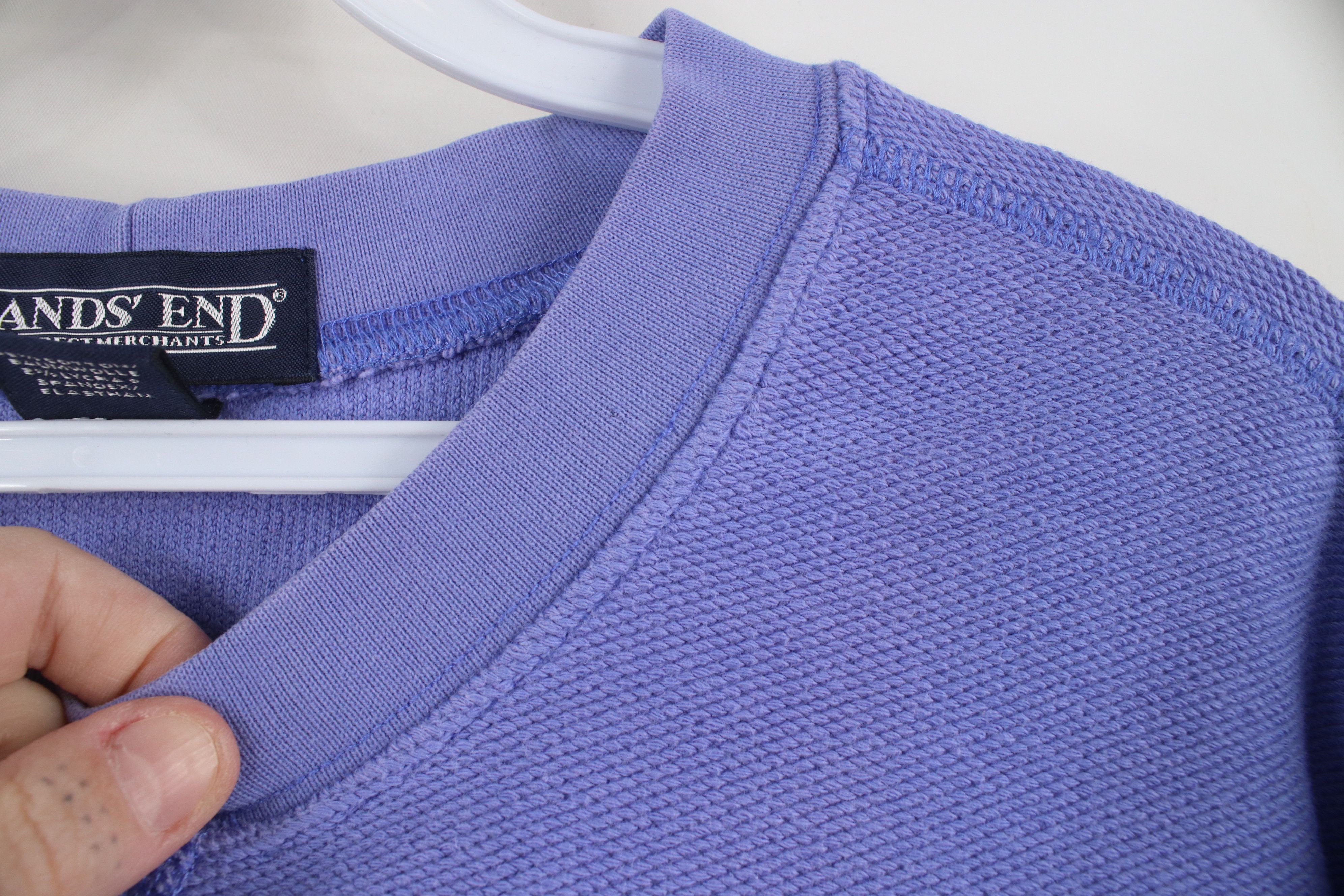 Lands' End × Vintage Vintage 90s Lands End Blank Tight Weave Knit Sweater Blue Size US M / EU 48-50 / 2 - 6 Thumbnail