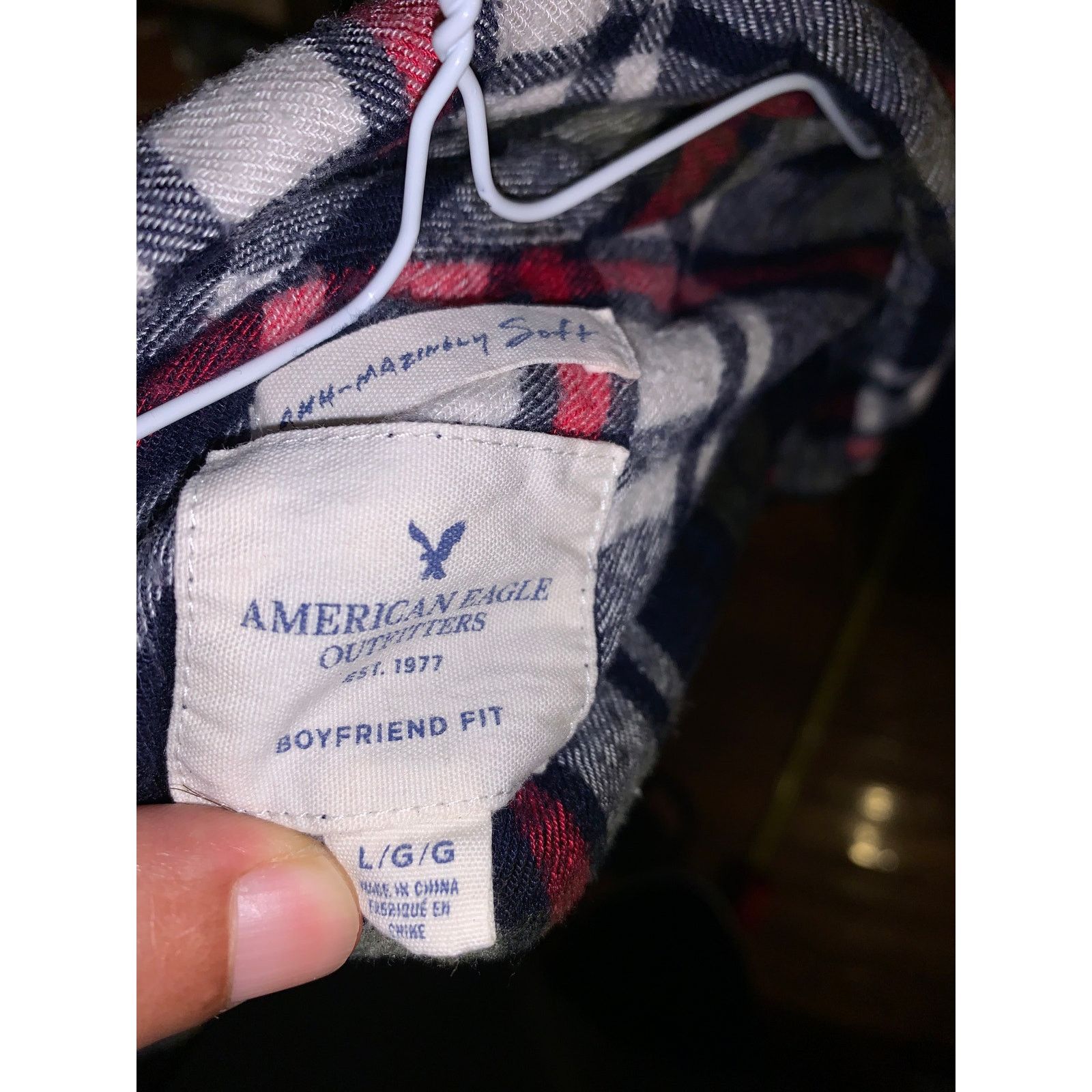 American Eagle Outfitters American Eagle Boyfriend Fit Flannel Shirt Womens L Plaid Size L / US 10 / IT 46 - 4 Thumbnail