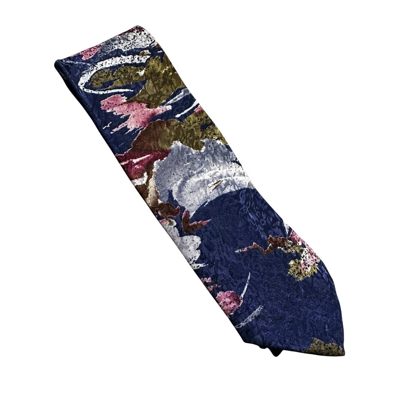 Vintage Vintage Cornerstone Navy Floral Silk Necktie Size ONE SIZE - 1 Thumbnail