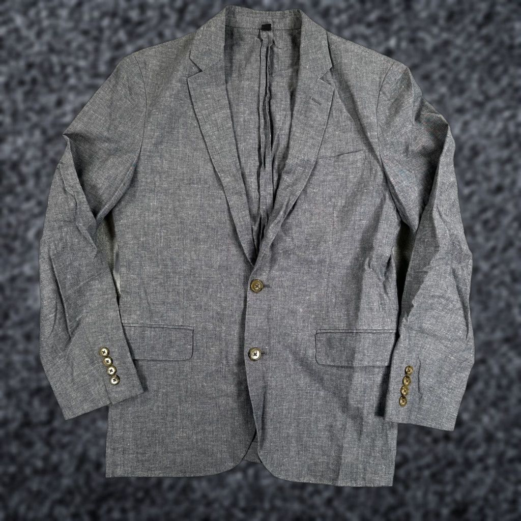 J.Crew Ludlow Blazer Jacket Mens 36S Gray Cotton Linen Slim Fit Two Button