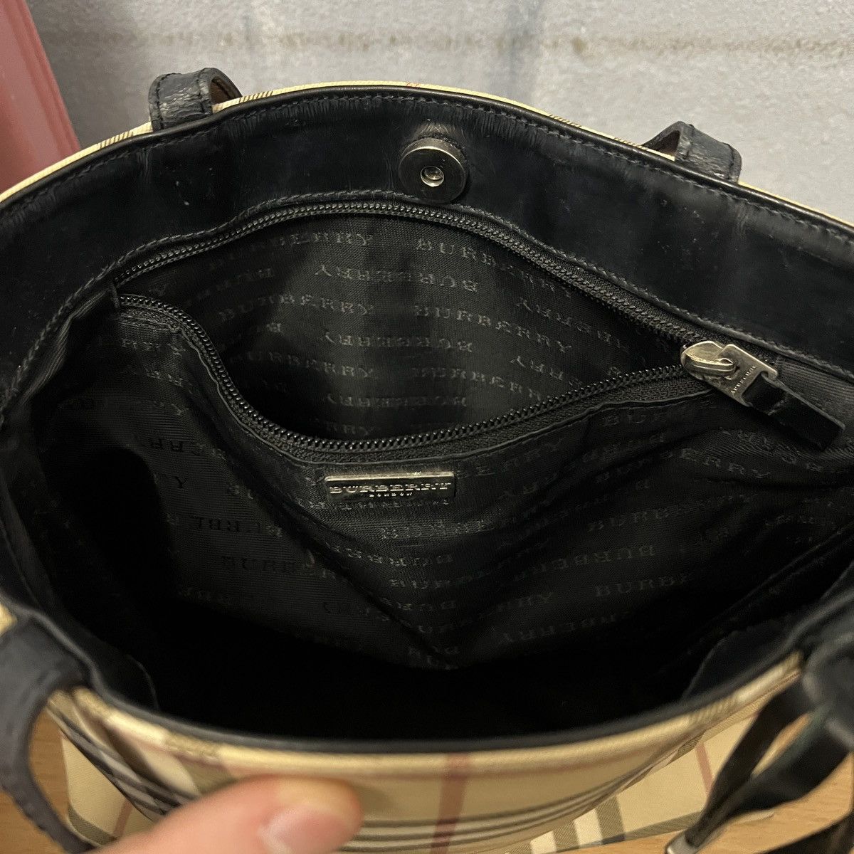 Burberry London Beige Nova Check Tote Double Handles Bag
