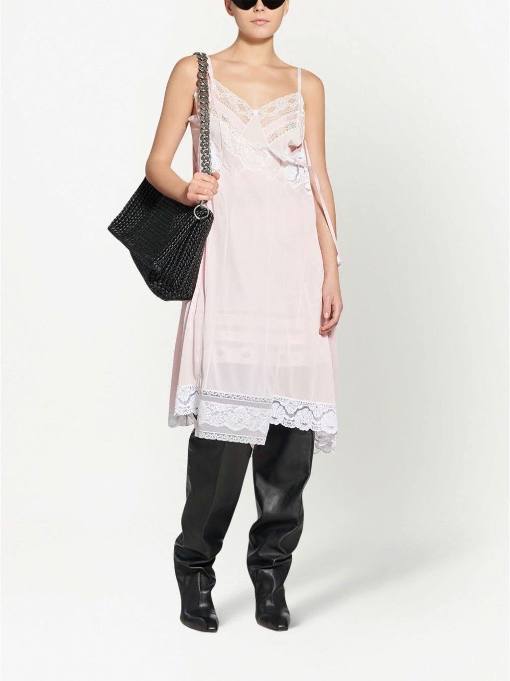 Balenciaga o1bcso1str1124 Patched Slip Dress in Baby Pink Size S / US 4 / IT 40 - 2 Thumbnail