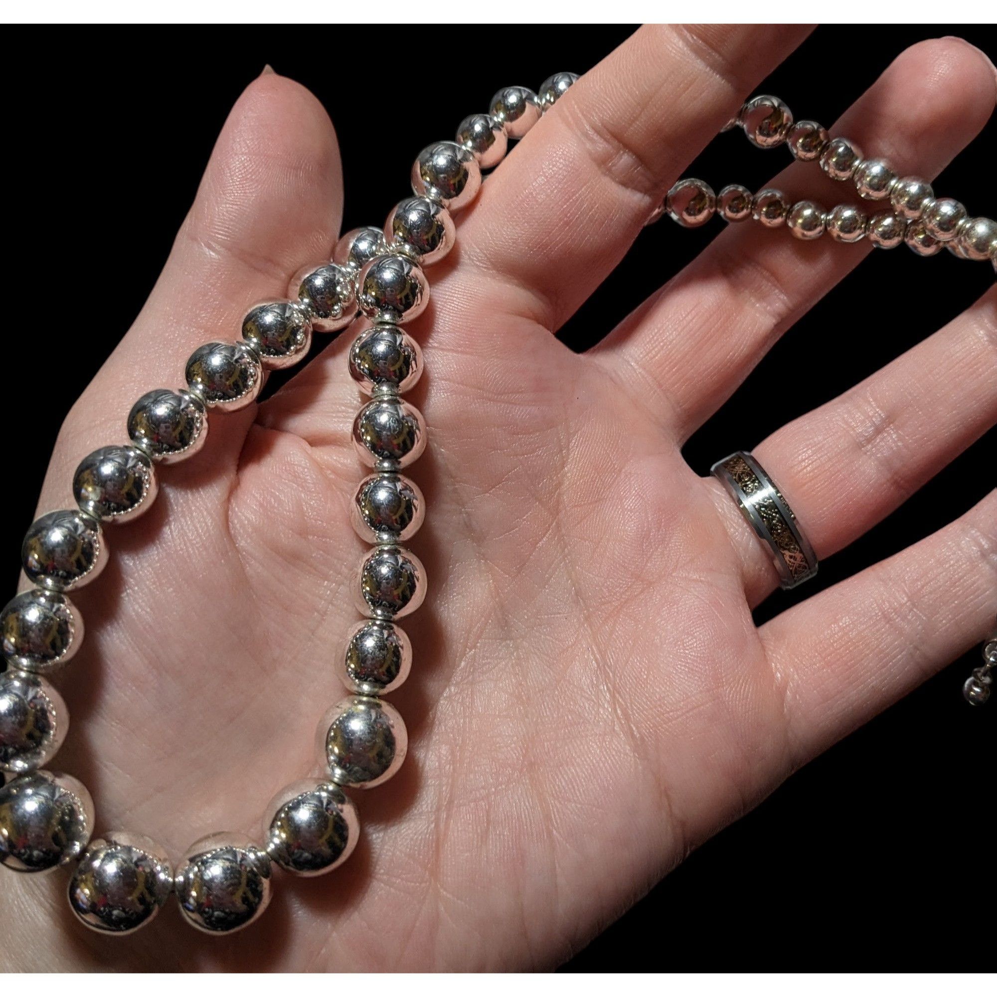 Other Metallic Silver Graduated Beaded Necklace Size ONE SIZE - 5 Thumbnail