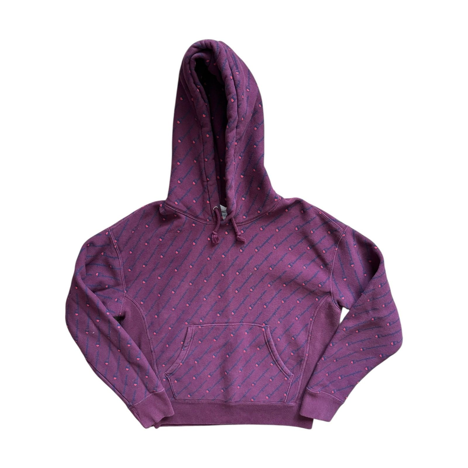 Champion Champion Hoodie MED Purple All Over Logo Print Sweatshirt Size US M / EU 48-50 / 2 - 1 Thumbnail