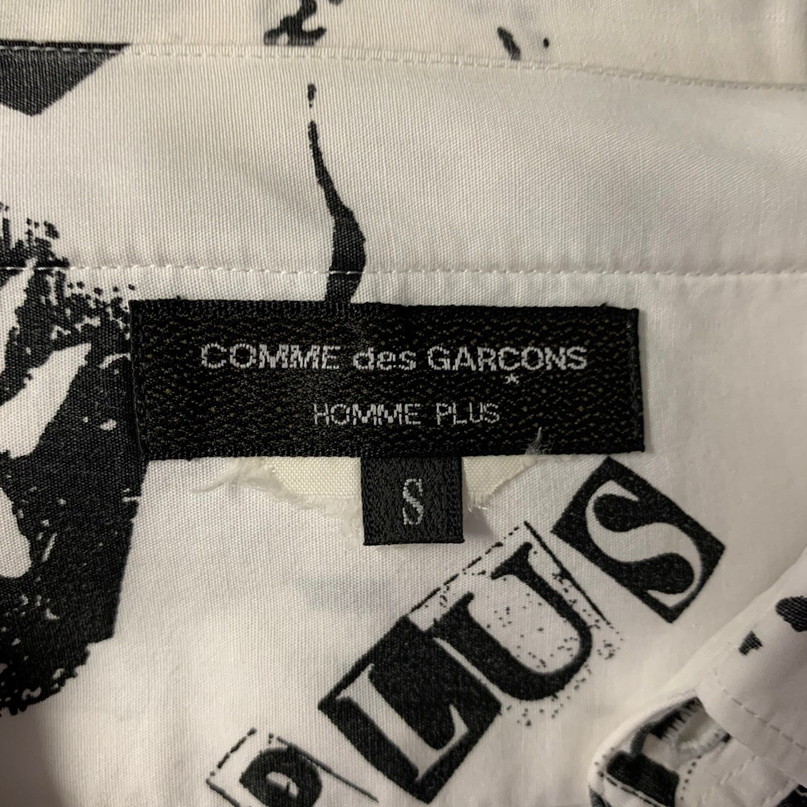 Comme des Garcons Homme Plus Size S White Black Graphic Long Sleeve Shirt Size US S / EU 44-46 / 1 - 6 Thumbnail