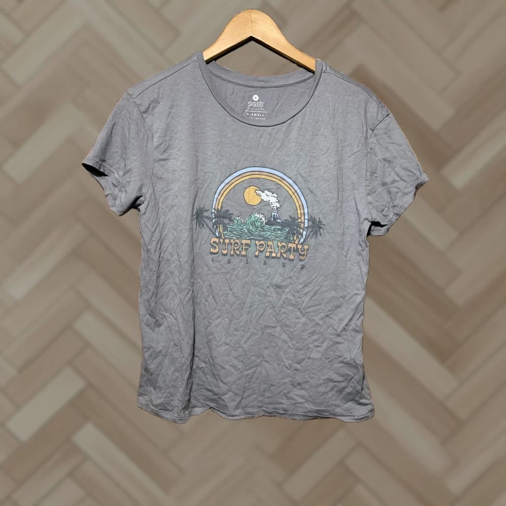 Vintage Sisstr evolution T-Shirt Women's Short Sleeve Gray XS Palm Printed Crew Neck Pullover Regular Fit Casual 100% Cotton Size 28" / US 6 / IT 42 - 1 Thumbnail