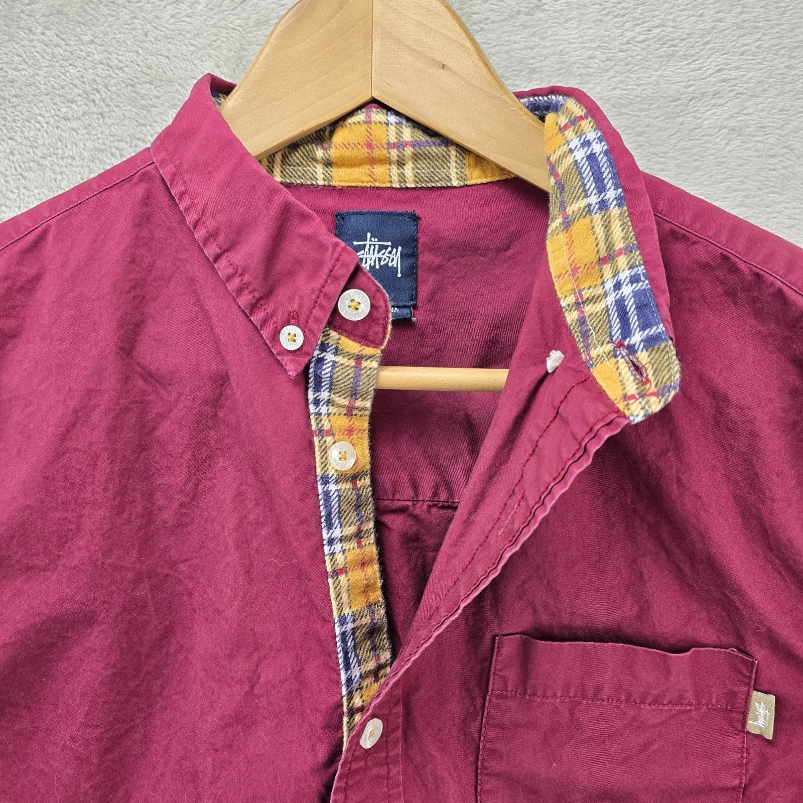 Stussy Stussy Long Sleeve Shirt Mens Small Red Maroon Button Up Size US S / EU 44-46 / 1 - 7 Thumbnail