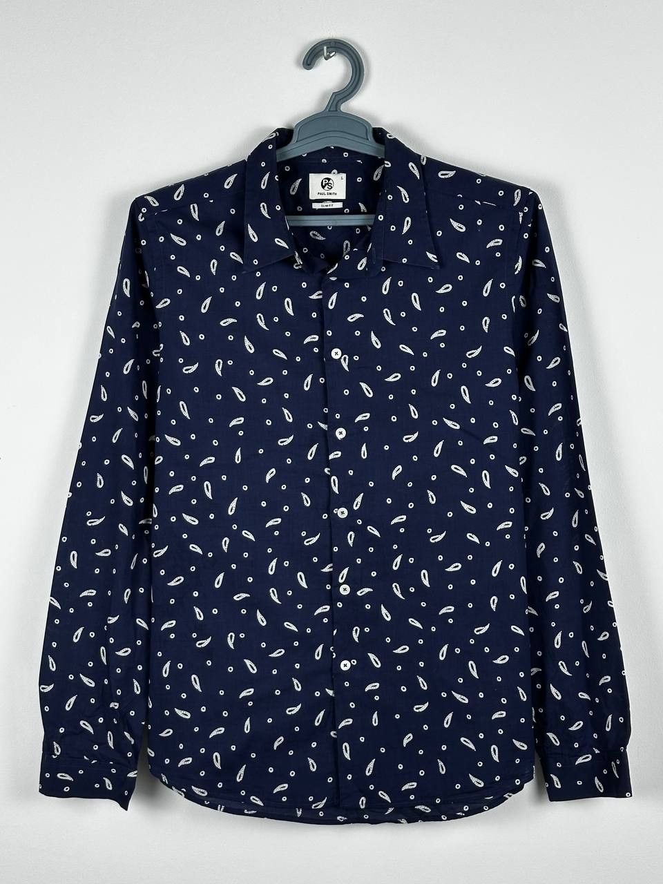 Designer × Paul Smith Paul Smith Navy Paisley Printed Luxury Shirt Size US L / EU 52-54 / 3 - 1 Thumbnail