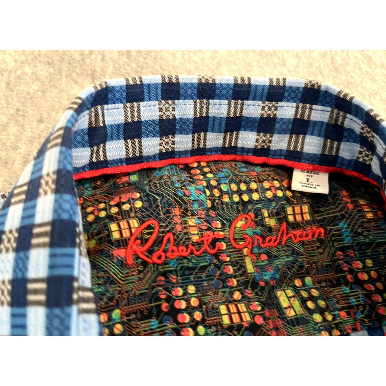 Robert Graham Robert Graham Button-Up Shirt Plaid Long Sleeve Mens Large Blue 100% Cotton Regular Size US L / EU 52-54 / 3 - 2 Thumbnail