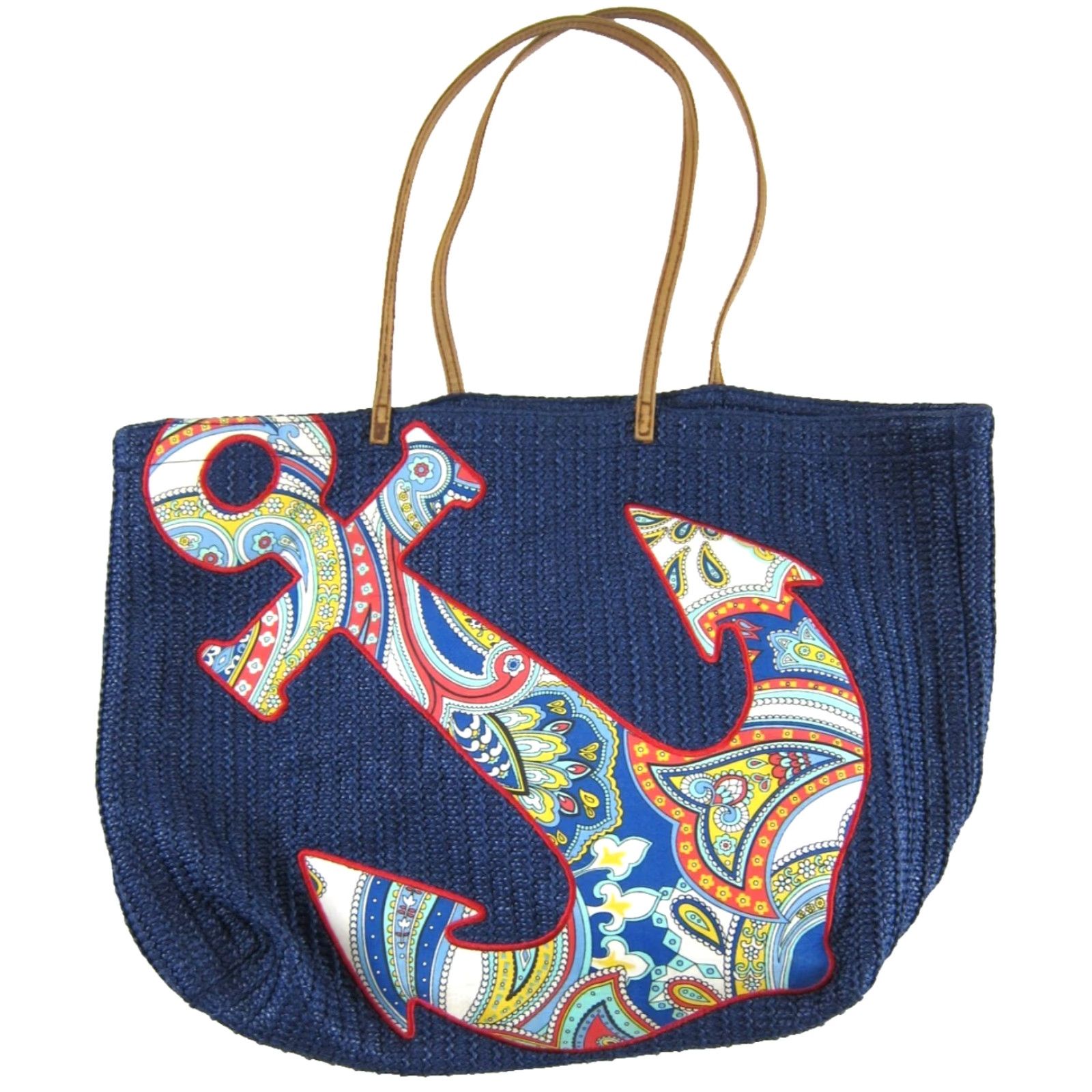 Vera Bradley Vera Bradley Blue Red Yellow Paisley Floral Anchor Shopping Tote Beach Bag Purse Size ONE SIZE - 2 Thumbnail