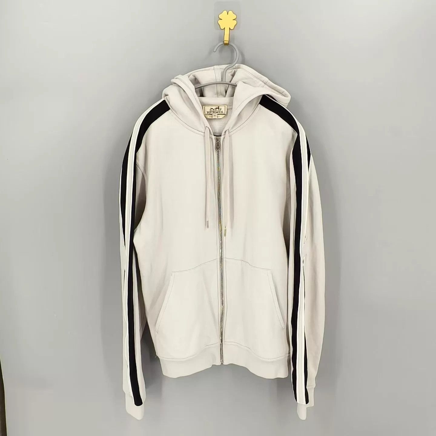 Hermes HERMES Striped Printed Zip Hoodie Gray Men's M Size US M / EU 48-50 / 2 - 1 Thumbnail