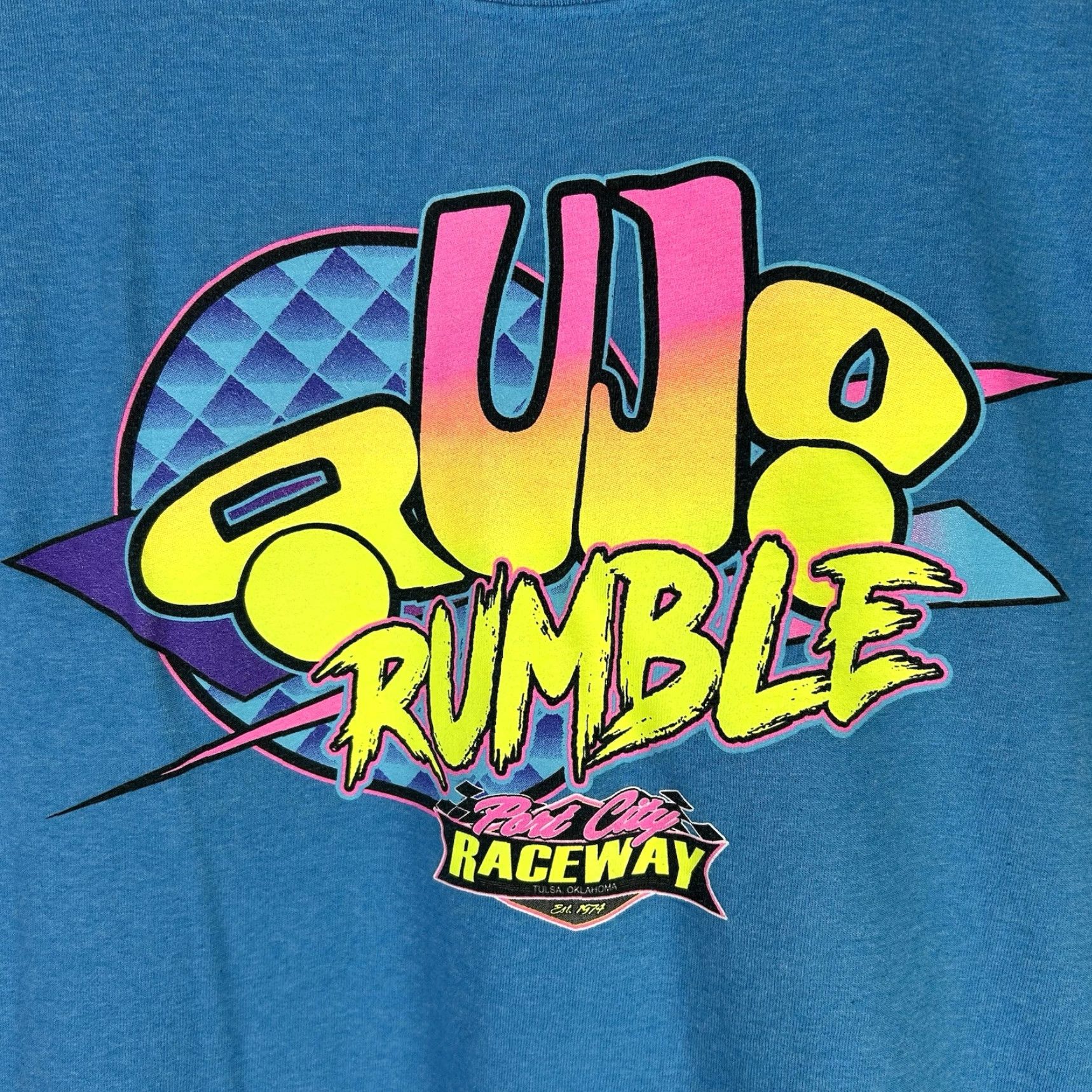 Gildan Port City Raceway Tulsa Oklahoma Sprint Car Dirt Racing T Shirt Small Colorful Gildan Men Short Sleeve Blue Size US S / EU 44-46 / 1 - 2 Thumbnail