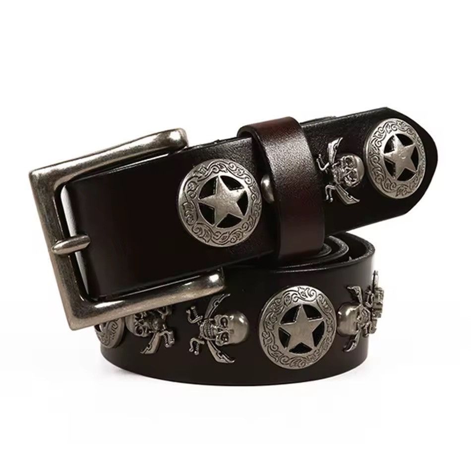 Other Genuine Leather Vintage Harajuku Cowboy Style Belt Y2k 90’s Size ONE SIZE - 2 Thumbnail