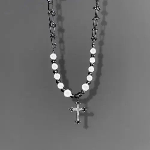 Other Pearl Reflective Cross Necklace Size ONE SIZE - 4 Thumbnail
