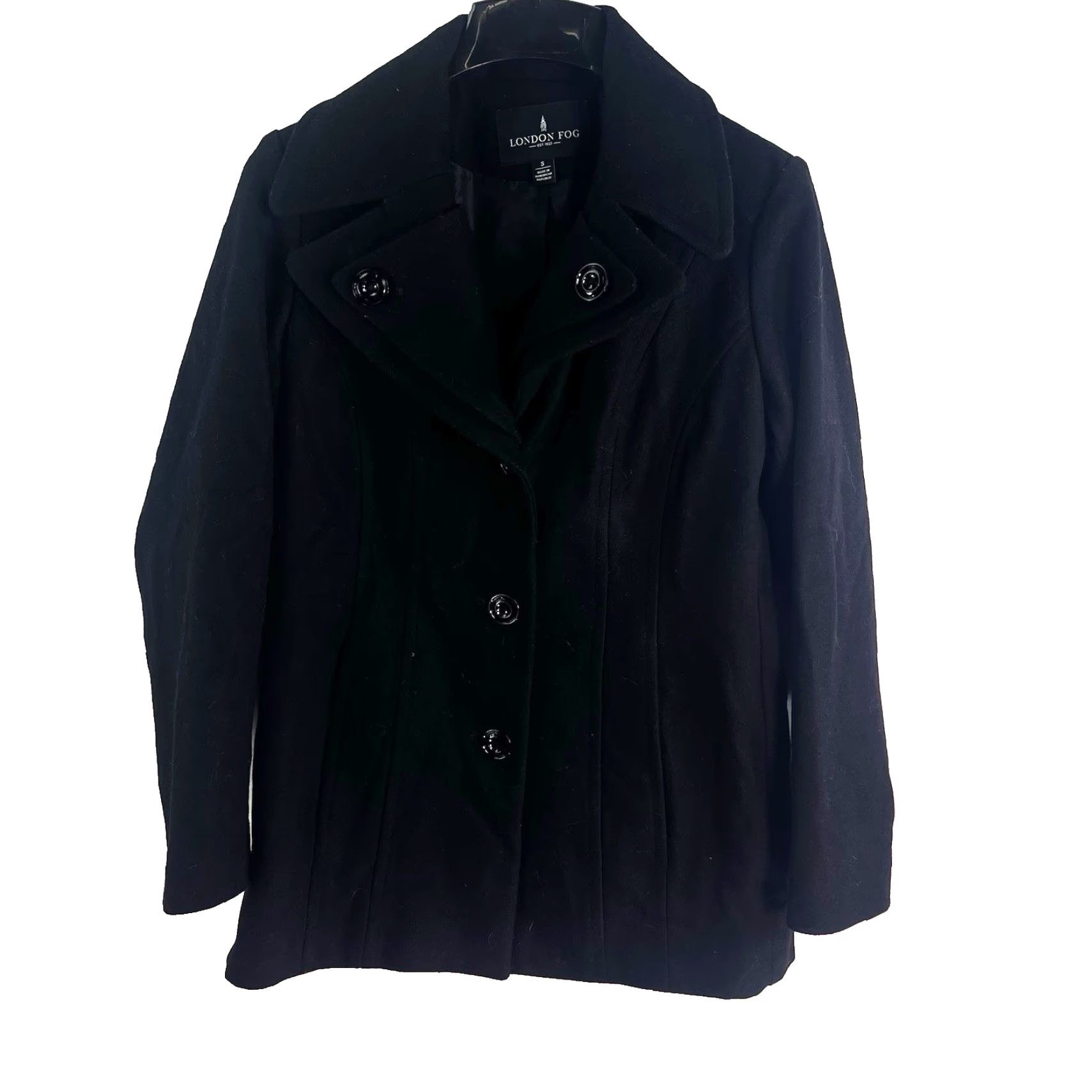 London Fog London Fog Wool Blend Pea Coat Size S Black Womens Size S / US 4 / IT 40 - 3 Thumbnail