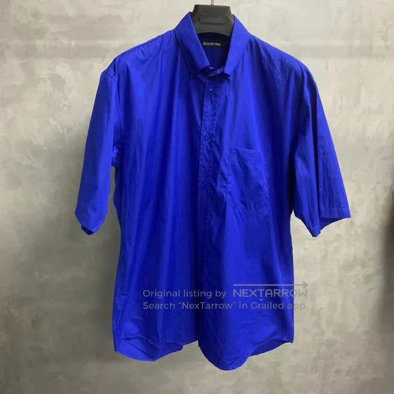 Balenciaga Balenciaga Blue Logo Print Short Sleeve Shirt. Size US XS / EU 42 / 0 - 2 Thumbnail