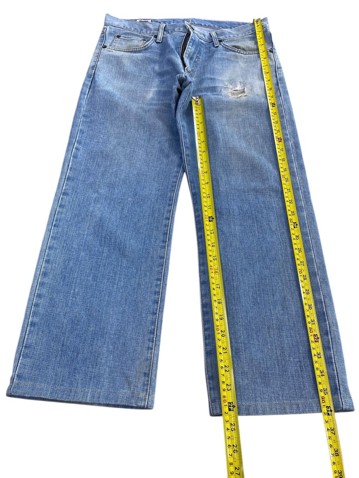 Edwin Edwin 403 Acid Blue Wash Ripped Style Loose Jeans Size US 33 - 7 Thumbnail