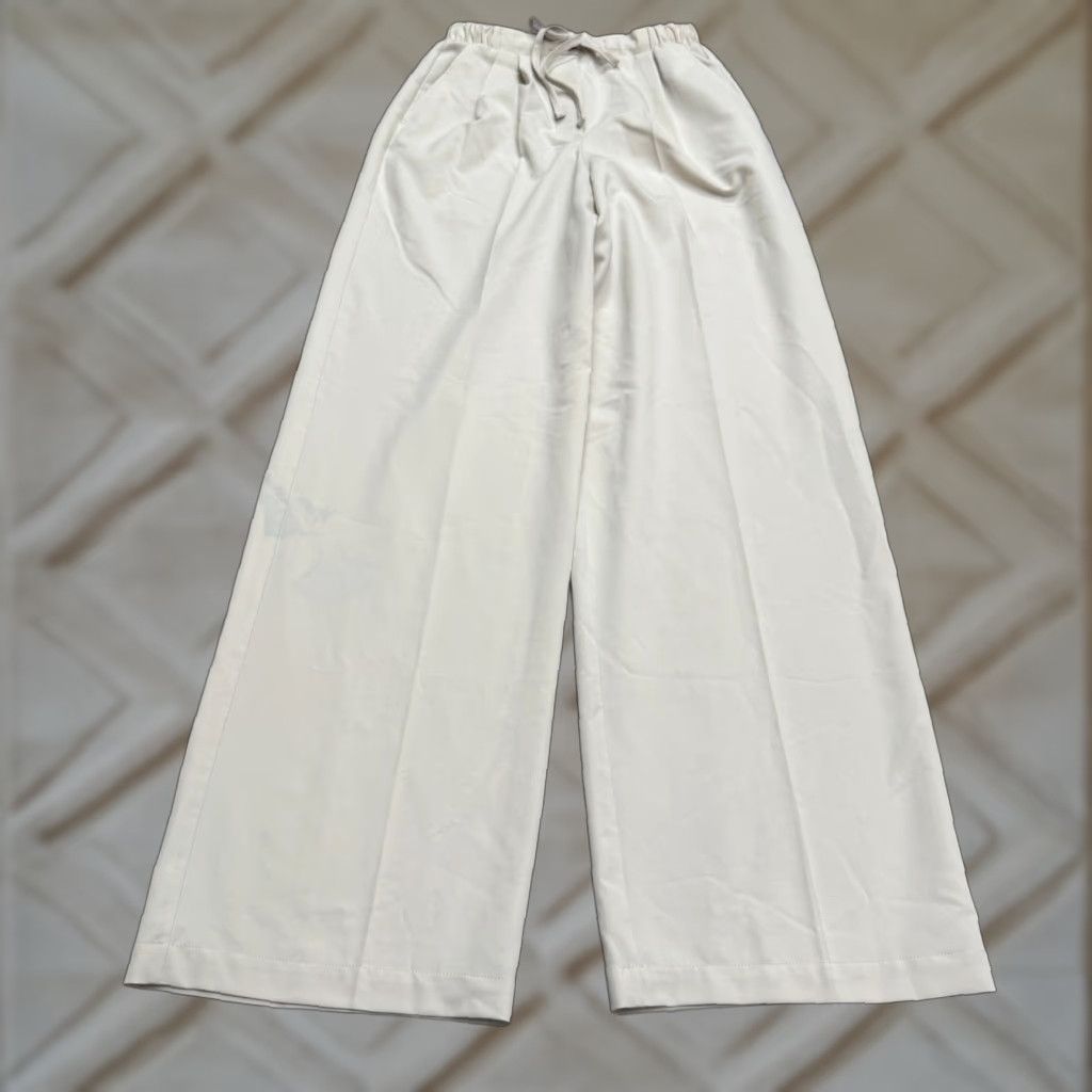 Asos ASOS Wide Leg Pants Womens 4 Tall Beige Elastic Waist Pleated Dress Pants Size 26" / US 2 / IT 38 - 1 Thumbnail