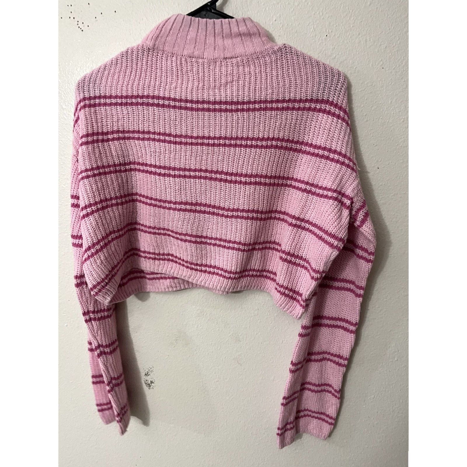 Vintage H & M Girls' Striped Ribbed Sweater Pink Multi Size 16/18 Cropped Pullover Teens Size XXL / US 16-18 / IT 52-54 - 2 Thumbnail