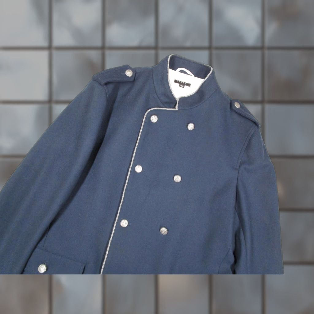 Sisley Sisley Jacket Mens 54 Blue Wool Military Double Breasted Epaulets Stand Collar Jacket Size US L / EU 52-54 / 3 - 1 Thumbnail
