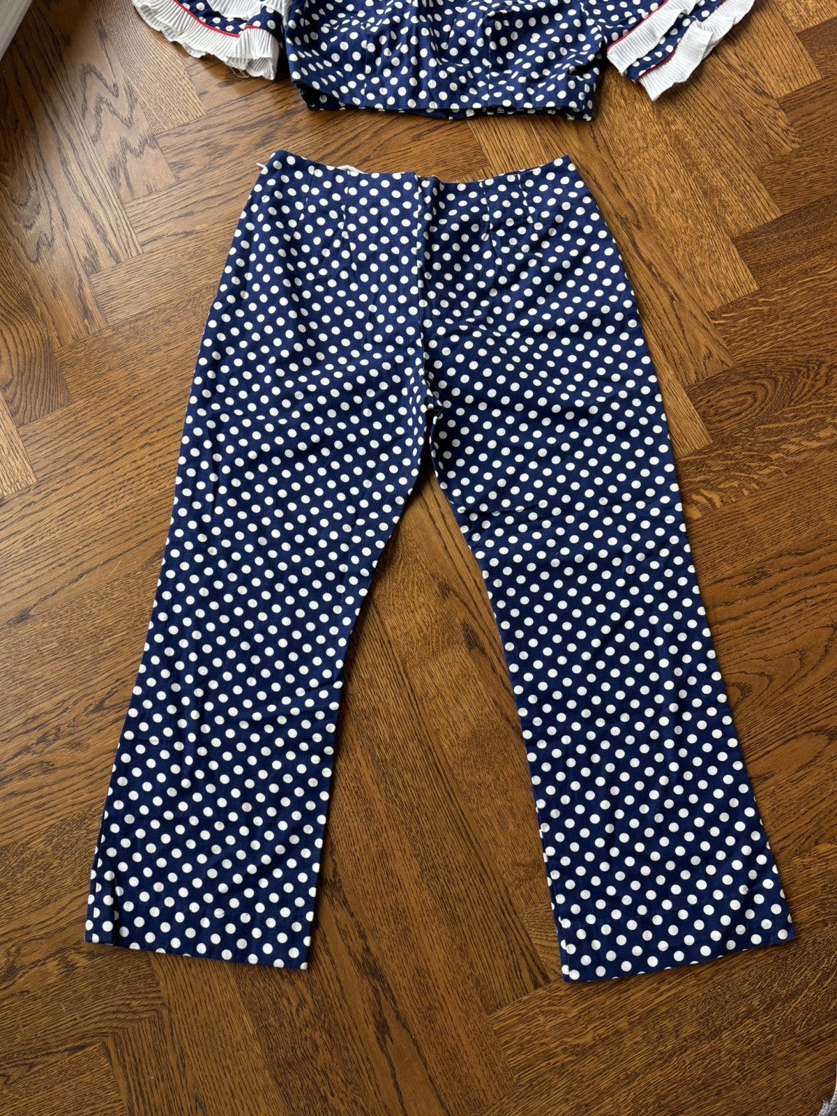 Sears × Vintage 1970s Polka Dot Beach Set 70s Vintage Suit Two Piece Track Size 34S - 14 Thumbnail