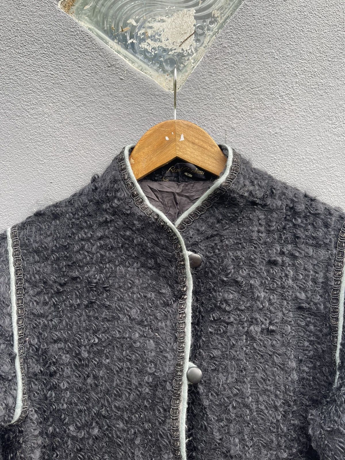 Designer Rare Rond Bonheur Black Textured Wool Jacket - Size 9 Size M / US 6-8 / IT 42-44 - 2 Thumbnail