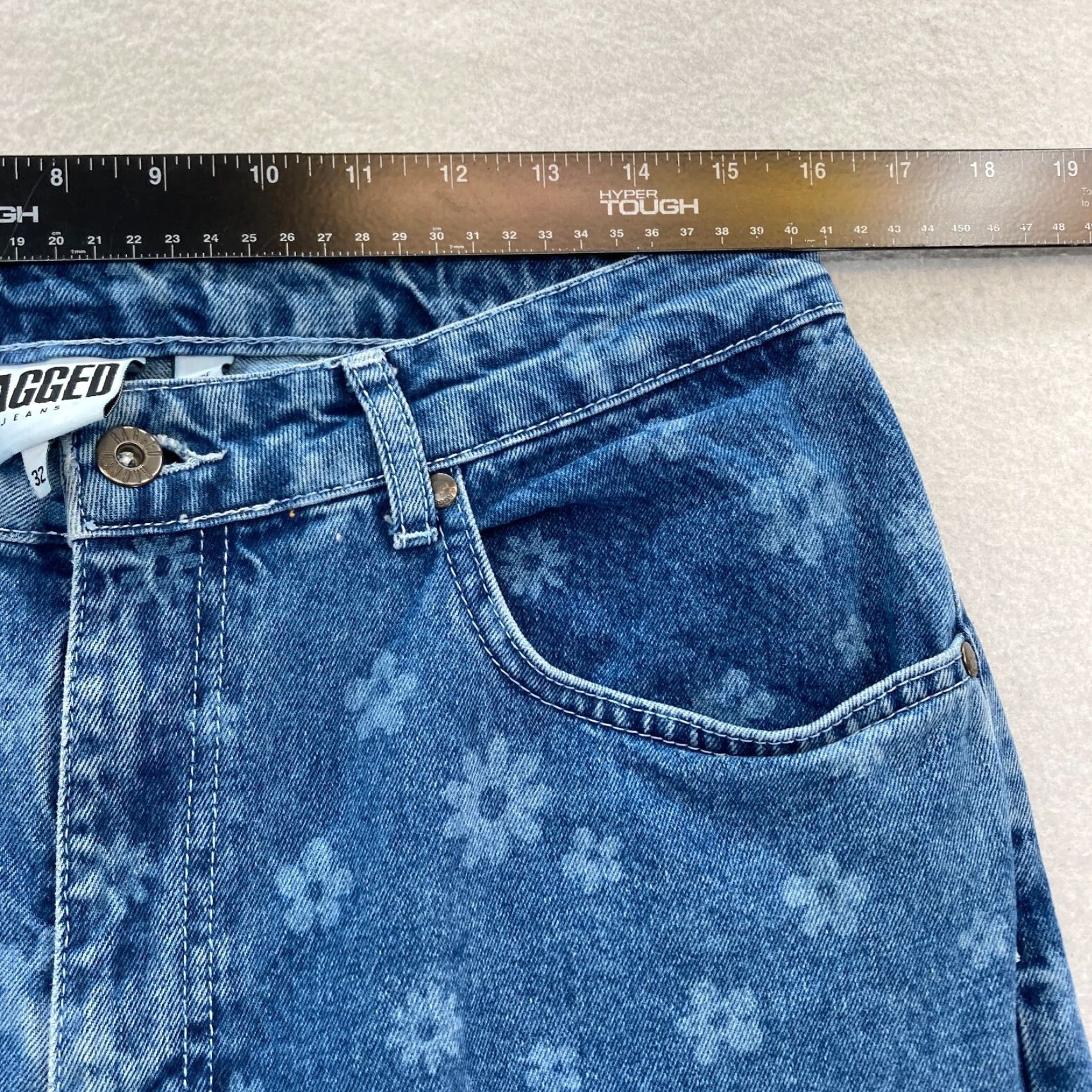 The Ragged Priest RAGGED Priest Jeans Women's 32 Baggy Loose Straight Blue Floral Denim Y2K Skater Jeans Size 24" / US 00 / IT 34 - 7 Thumbnail