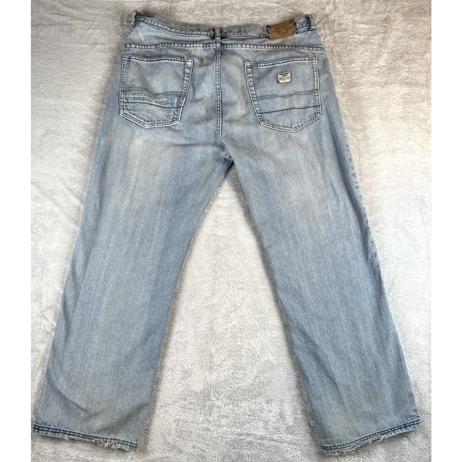 Vintage VINTAGE Pepe Jeans London Jeans Mens 38.5x30.5 Blue Distressed Light Wash Wide-Leg Skater - 90s Hip Hop Grunge Theme Mens Jeans Size US 39 - 3 Thumbnail