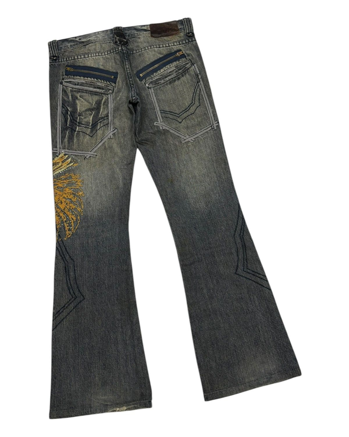 If Six Was Nine 🔥TORNADO MART DRAGONFLY EMBROIDERY FLARED JEANS Size US 32 / EU 48 - 4 Thumbnail