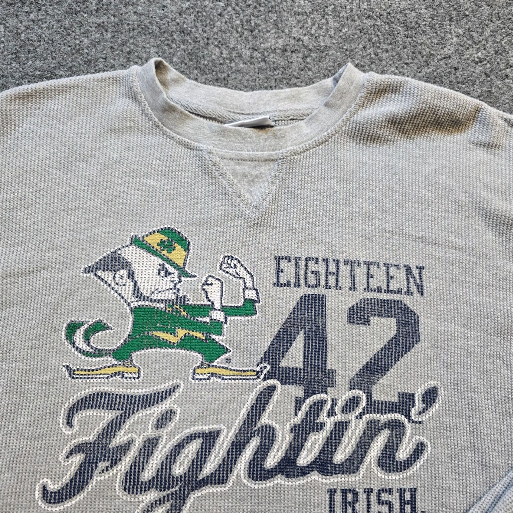 Vintage Notre Dame Shirt Mens Size Medium Gray Thermal Fighting Irish Leprechaun Casual Size US M / EU 48-50 / 2 - 2 Thumbnail