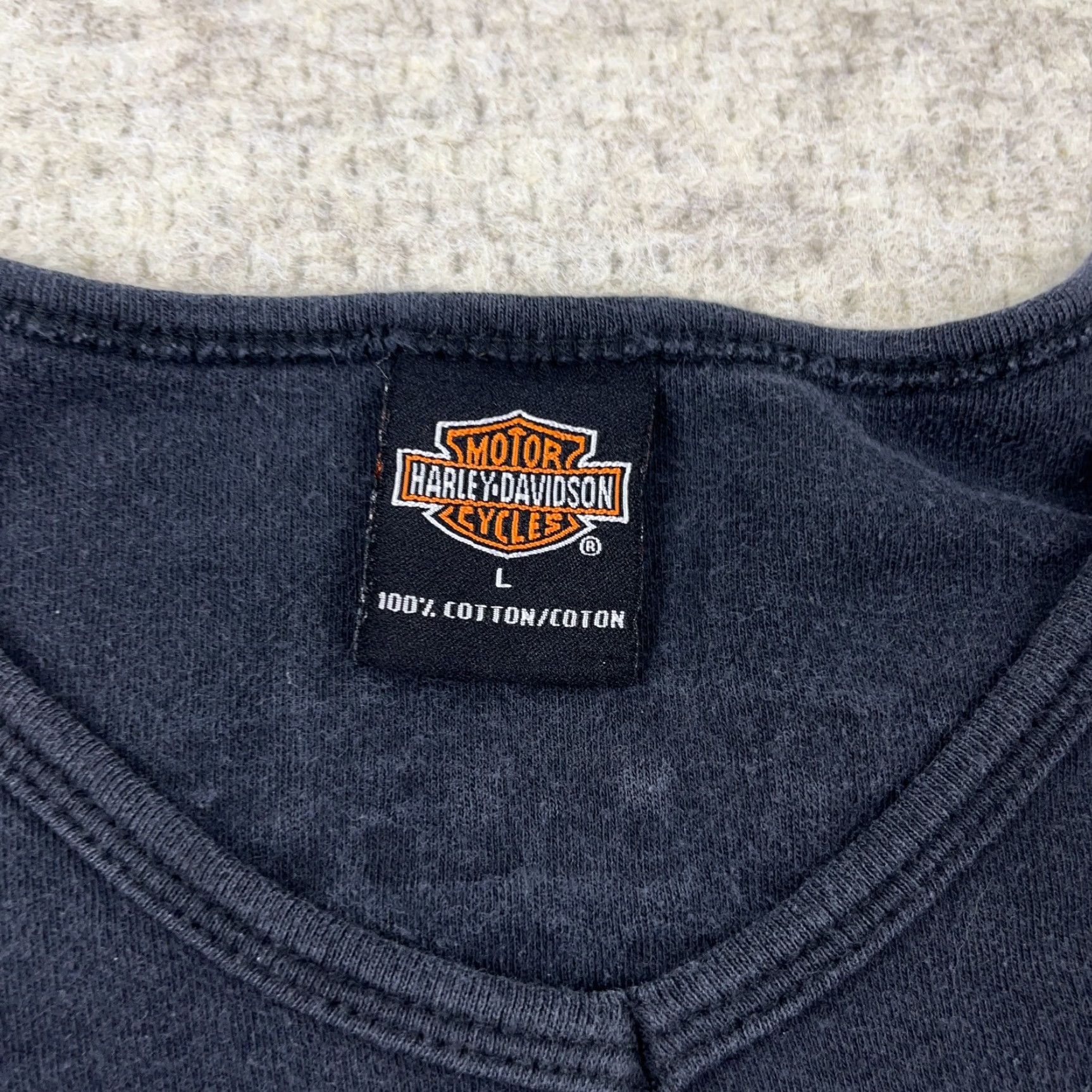 Harley Davidson VINTAGE Harley-Davidson Tank Shirt Women L Black V-Neck Tattoo Faded Graphic Print All Seasons Size L / US 10 / IT 46 - 5 Thumbnail