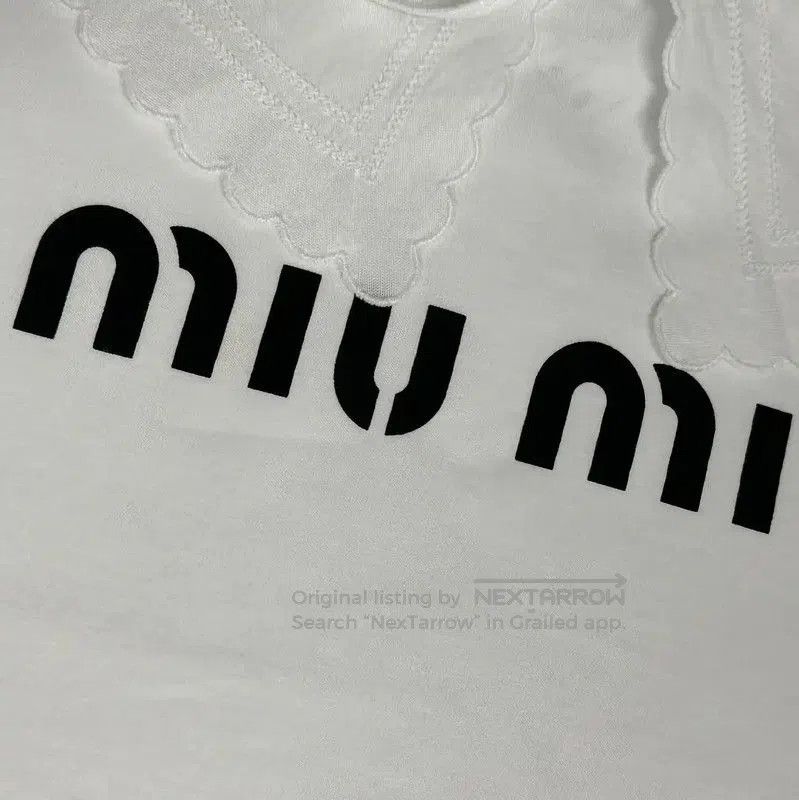 Miu Miu Miu Miu Summer White Logo T-Shirt . Size M / US 6-8 / IT 42-44 - 8 Thumbnail
